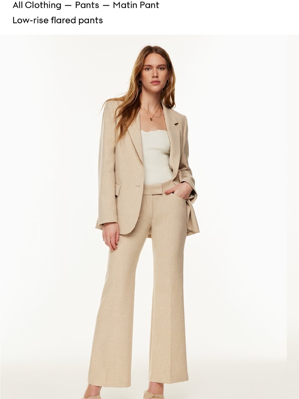 NWT Aritzia Wilfred Low-Rise Flared Pants in Beige